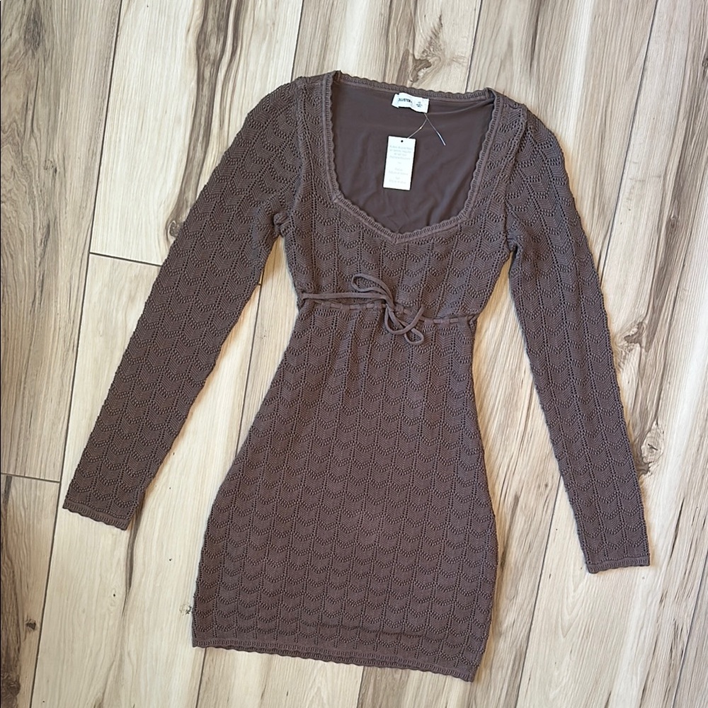 Hollister Brown Long-Sleeve Knit Mini Dress